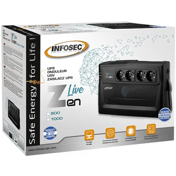 Sortie ✔️ Infosec ZEN LIVE 800VA - 4 Prises 🤩 2 Sortie ✔️ Infosec ZEN LIVE 800VA - 4 Prises 🤩 – Image 2